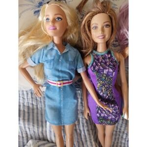 Set of 2 Barbie Dolls tenage blue outfit/ fashionista set of 2